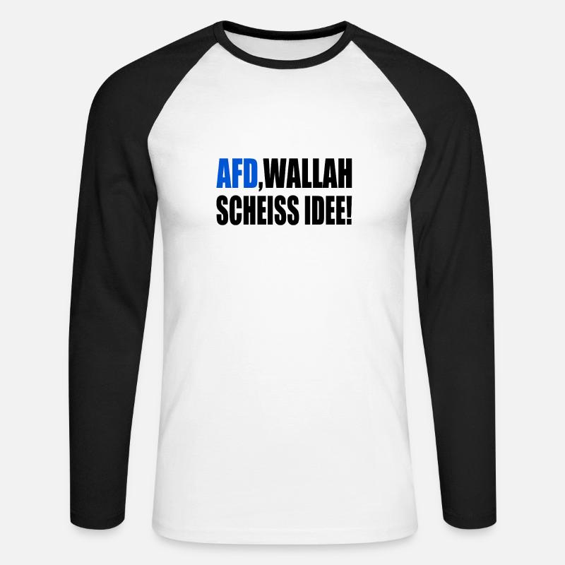 Afd wallah scheiss idee - Unisex Baseballshirt langarm - Weiß/Schwarz