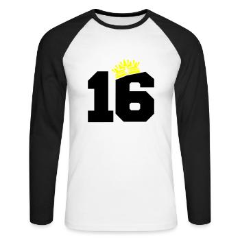 16 très grand lit - T-shirt baseball manches longues Homme - blanc/noir - Devant - Nik (191cm)