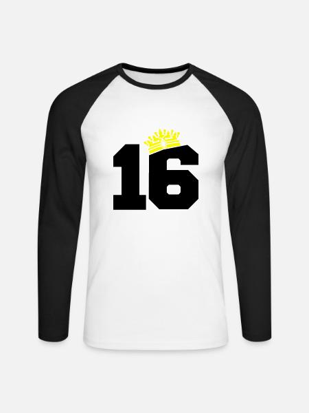 16 king - Unisex Long Sleeve Baseball T-Shirt - white/black