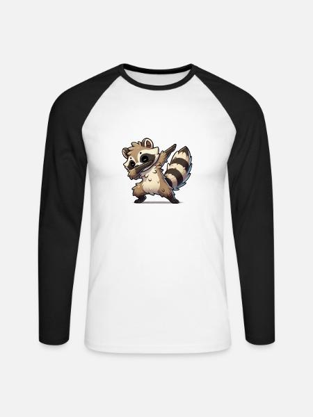 waschbär dabbing - Unisex Baseballshirt langarm - Weiß/Schwarz