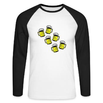 Icône de chope de bière - T-shirt baseball manches longues Homme - blanc/noir - Devant - Nik (191cm)
