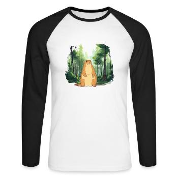 Marmotte fort paysage nature - T-shirt baseball manches longues Homme - blanc/noir - Devant - Nik (191cm)