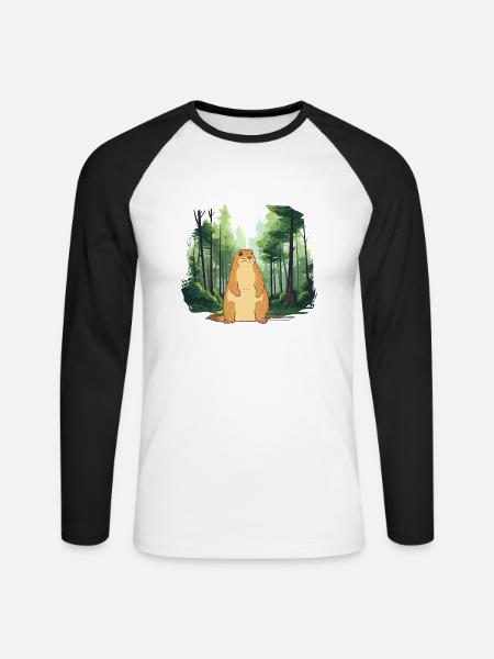 Strong groundhog nature landscape - Unisex Long Sleeve Baseball T-Shirt - white/black