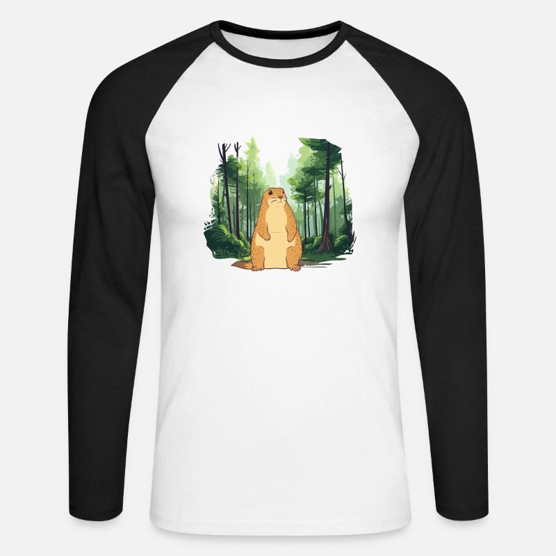 Strong groundhog nature landscape - Unisex Long Sleeve Baseball T-Shirt - white/black