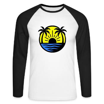 Palm Trees Beach Coucher de soleil - T-shirt baseball manches longues Homme - blanc/noir - Devant - Nik (191cm)