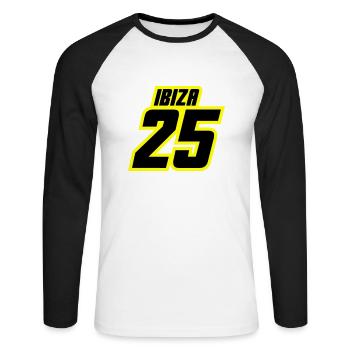 Ibiza 2025 Trikot - Unisex Baseballshirt langarm - Weiß/Schwarz - Vorne - Nik (191cm)