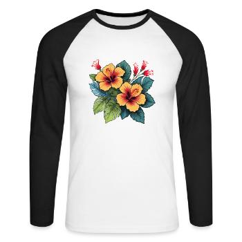 Hibiscus - Unisex Long Sleeve Baseball T-Shirt - white/black - Front - Nik (191cm)
