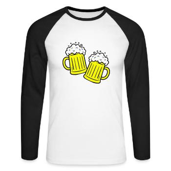 Bier Anstossen Saufen - Unisex Baseballshirt langarm - Weiß/Schwarz - Vorne - Nik (191cm)