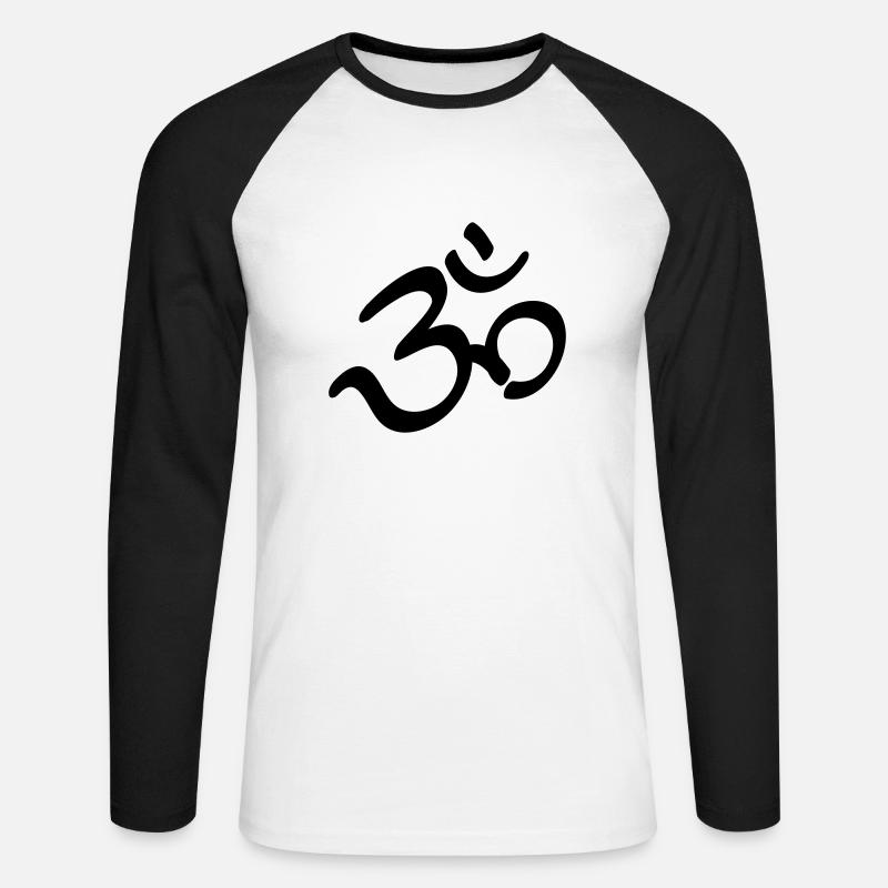 Devanagari Om - Unisex Baseballshirt langarm - Weiß/Schwarz