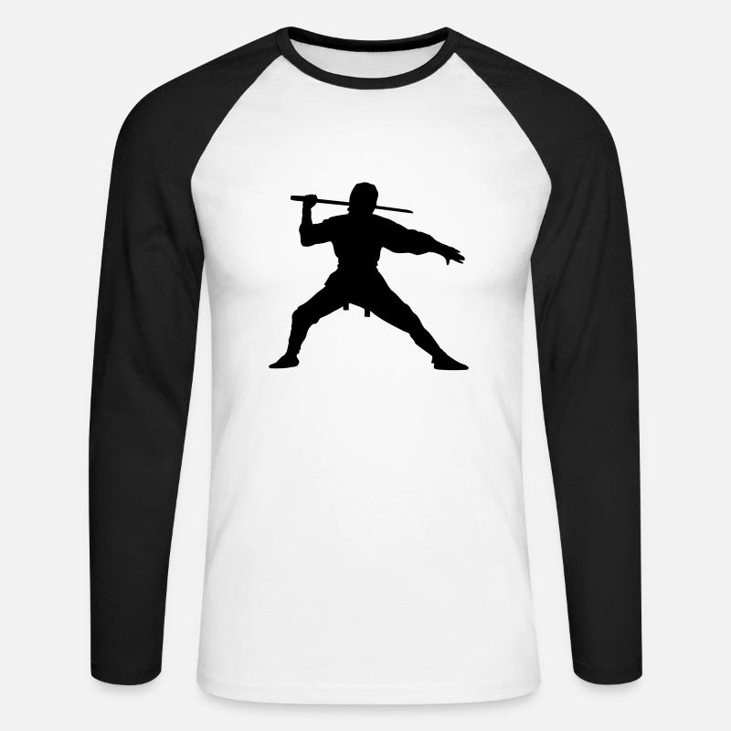 Ninja - Unisex Baseballshirt langarm - Weiß/Schwarz