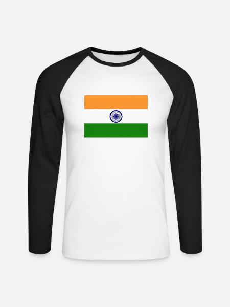 indien, Fahne, Flagge, india - Unisex Baseballshirt langarm - Weiß/Schwarz