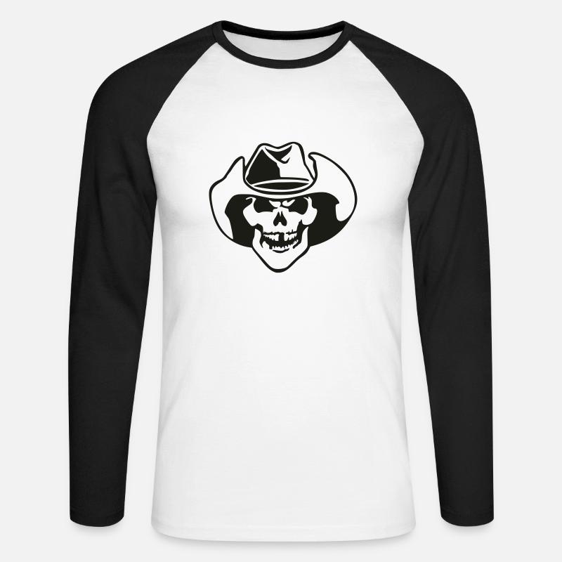 bone head / Knochenkopf - Unisex Baseballshirt langarm - Weiß/Schwarz