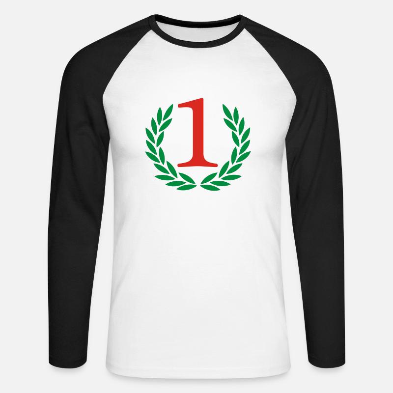 Sieger - Gewinner - Unisex Baseballshirt langarm - Weiß/Schwarz
