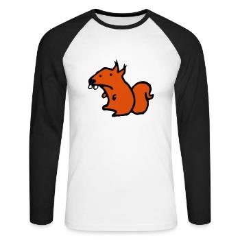 Écureuil - T-shirt baseball manches longues Homme - blanc/noir - Devant - Nik (191cm)