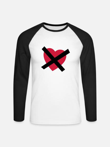 No Love - No Heart - Single - Unisex Baseballshirt langarm - Weiß/Schwarz