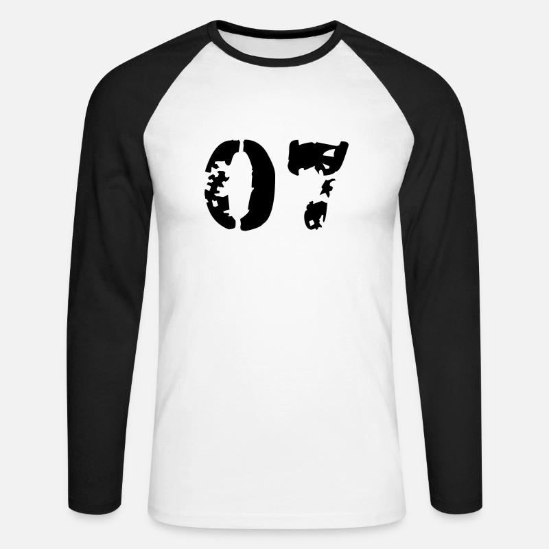 07 - Unisex Baseballshirt langarm - Weiß/Schwarz