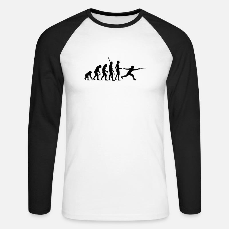 evolution_fechter_b - Unisex Baseballshirt langarm - Weiß/Schwarz