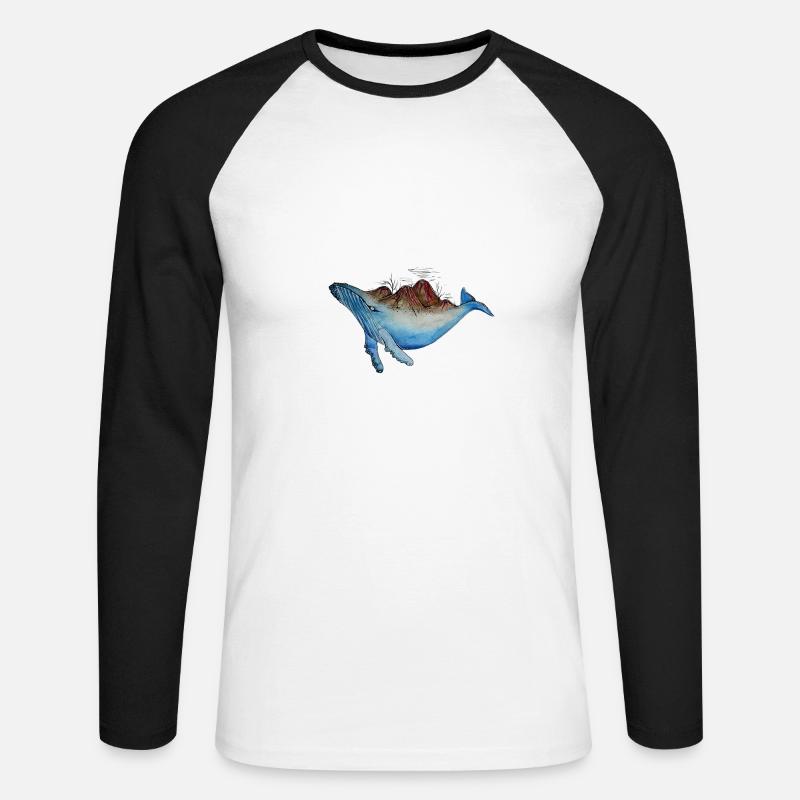 Wal-Vulkan - Unisex Baseballshirt langarm - Weiß/Schwarz