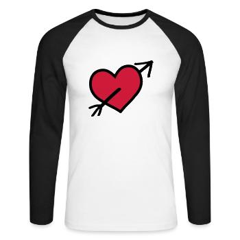 amor herz - Unisex Baseballshirt langarm - Weiß/Schwarz - Vorne - Nik (191cm)