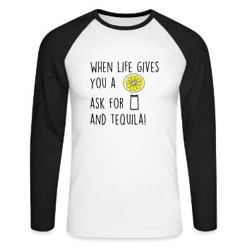 whenlifegivesu - Unisex Baseballshirt langarm - Weiß/Schwarz - Vorne - Nik (191cm)
