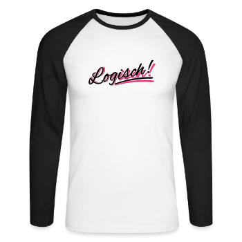 Logisch! - Farbwechsel - Unisex Baseballshirt langarm - Weiß/Schwarz - Vorne - Nik (191cm)