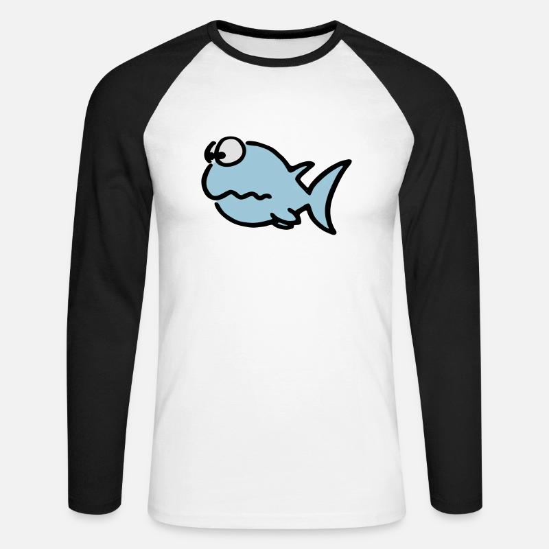 Puzzled fish - Unisex Baseballshirt langarm - Weiß/Schwarz