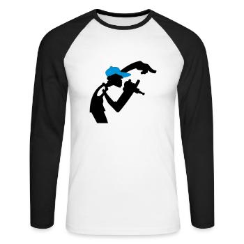 Rapper - Unisex Baseballshirt langarm - Weiß/Schwarz - Vorne - Nik (191cm)