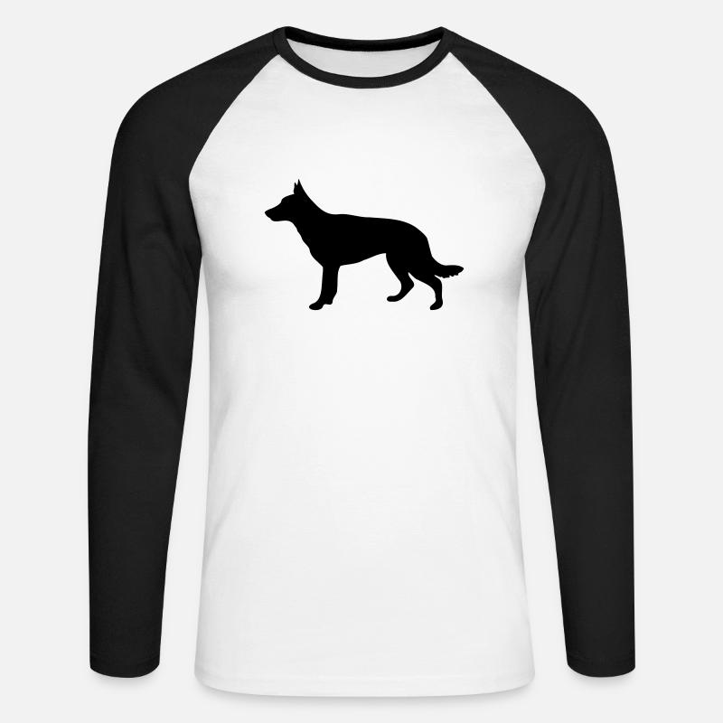 Schäferhund - Unisex Baseballshirt langarm - Weiß/Schwarz