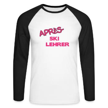 Après Skilehrer - Unisex Baseballshirt langarm - Weiß/Schwarz - Vorne - Nik (191cm)