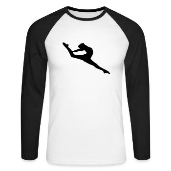 Danseuse de ballet vecteur Silhouette - T-shirt baseball manches longues Homme - blanc/noir - Devant - Nik (191cm)