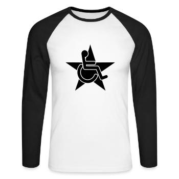 Rolli - Unisex Baseballshirt langarm - Weiß/Schwarz - Vorne - Nik (191cm)