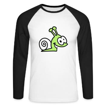 escargot drôle - T-shirt baseball manches longues Homme - blanc/noir - Devant - Nik (191cm)