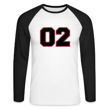 number02 - T-shirt baseball manches longues Homme - blanc/noir - Devant - Nik (191cm)