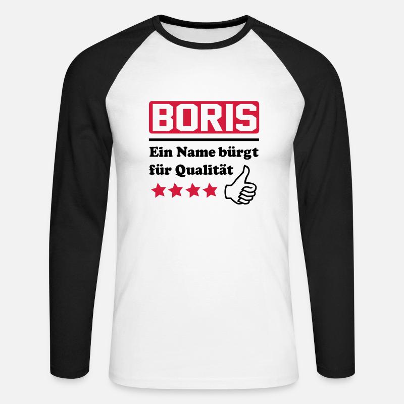 boris - Unisex Baseballshirt langarm - Weiß/Schwarz