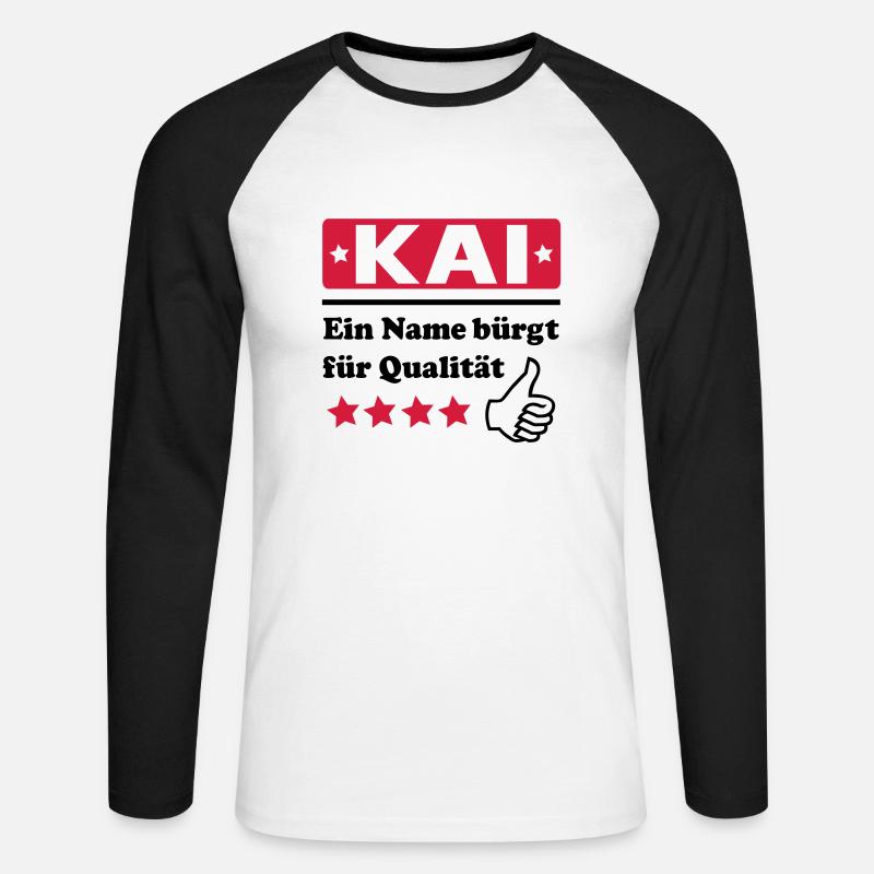 kai - Unisex Baseballshirt langarm - Weiß/Schwarz