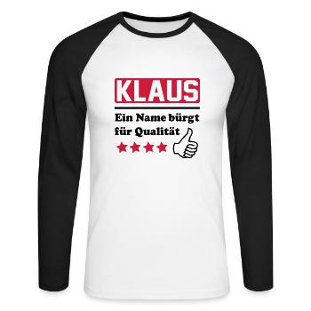 weihnachtsmann - T-shirt baseball manches longues Homme - blanc/noir - Devant - Nik (191cm)