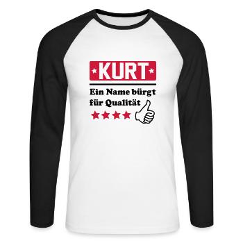 kurt - Unisex Baseballshirt langarm - Weiß/Schwarz - Vorne - Nik (191cm)