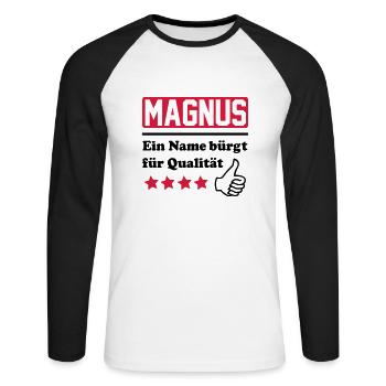 magnus - T-shirt baseball manches longues Homme - blanc/noir - Devant - Nik (191cm)