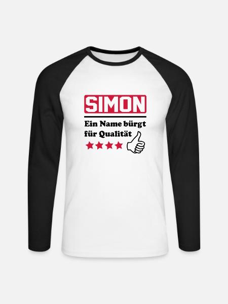 simon - Unisex Long Sleeve Baseball T-Shirt - white/black