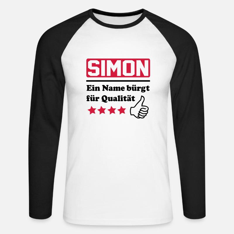 simon - Unisex Baseballshirt langarm - Weiß/Schwarz