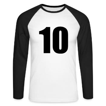 10 - T-shirt baseball manches longues Homme - blanc/noir - Devant - Nik (191cm)