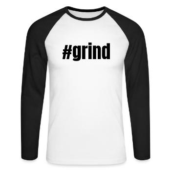 #grind | Motivation gift idea - Unisex Long Sleeve Baseball T-Shirt - white/black - Front - Nik (191cm)