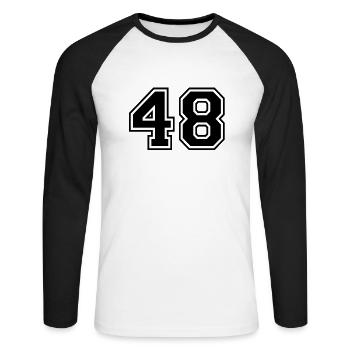 48 - Unisex Long Sleeve Baseball T-Shirt - white/black - Front - Nik (191cm)