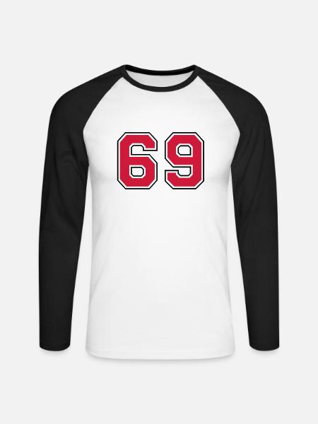 69__f2 - Unisex Baseballshirt langarm - Weiß/Schwarz