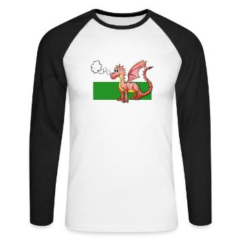Puffing Welsh Dragon - Gregory - Unisex Long Sleeve Baseball T-Shirt - white/black - Front - Nik (191cm)