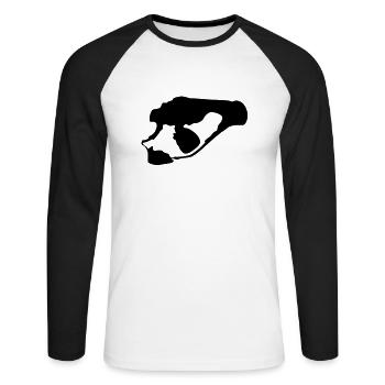 Senftenberger See - Unisex Baseballshirt langarm - Weiß/Schwarz - Vorne - Nik (191cm)