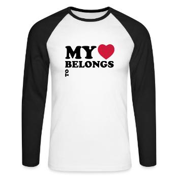 My heart belongs to - Unisex Long Sleeve Baseball T-Shirt - white/black - Front - Nik (191cm)