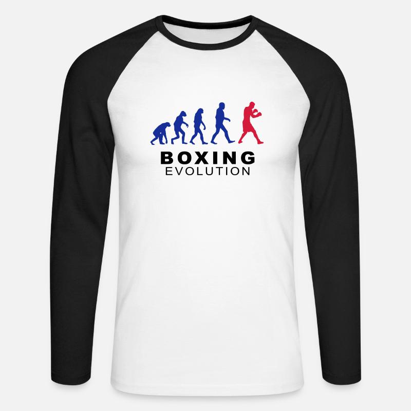 Boxing evolution - Unisex Baseballshirt langarm - Weiß/Schwarz