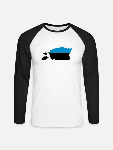 Estland - Unisex Baseballshirt langarm - Weiß/Schwarz