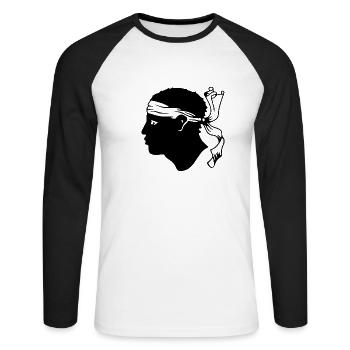 Testa mora (tête de Maure) - T-shirt baseball manches longues Homme - blanc/noir - Devant - Nik (191cm)